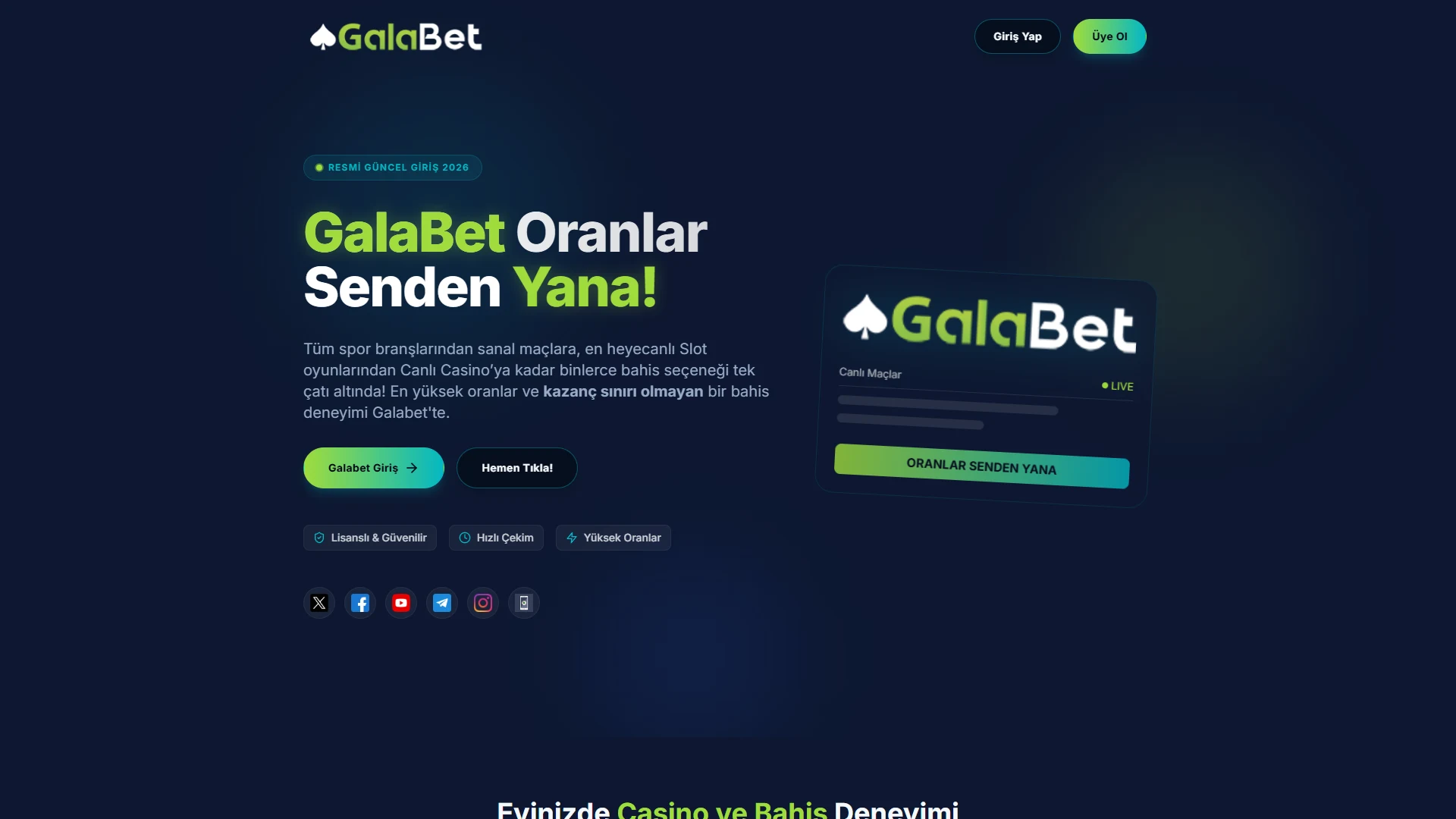 Galabet homepage